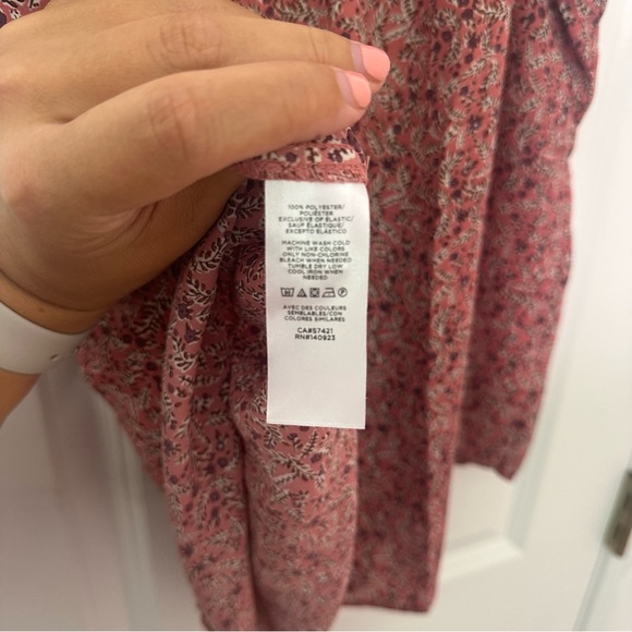 LOFT Floral Button-Front Ruffle Blouse - Red - Picture 5 of 5